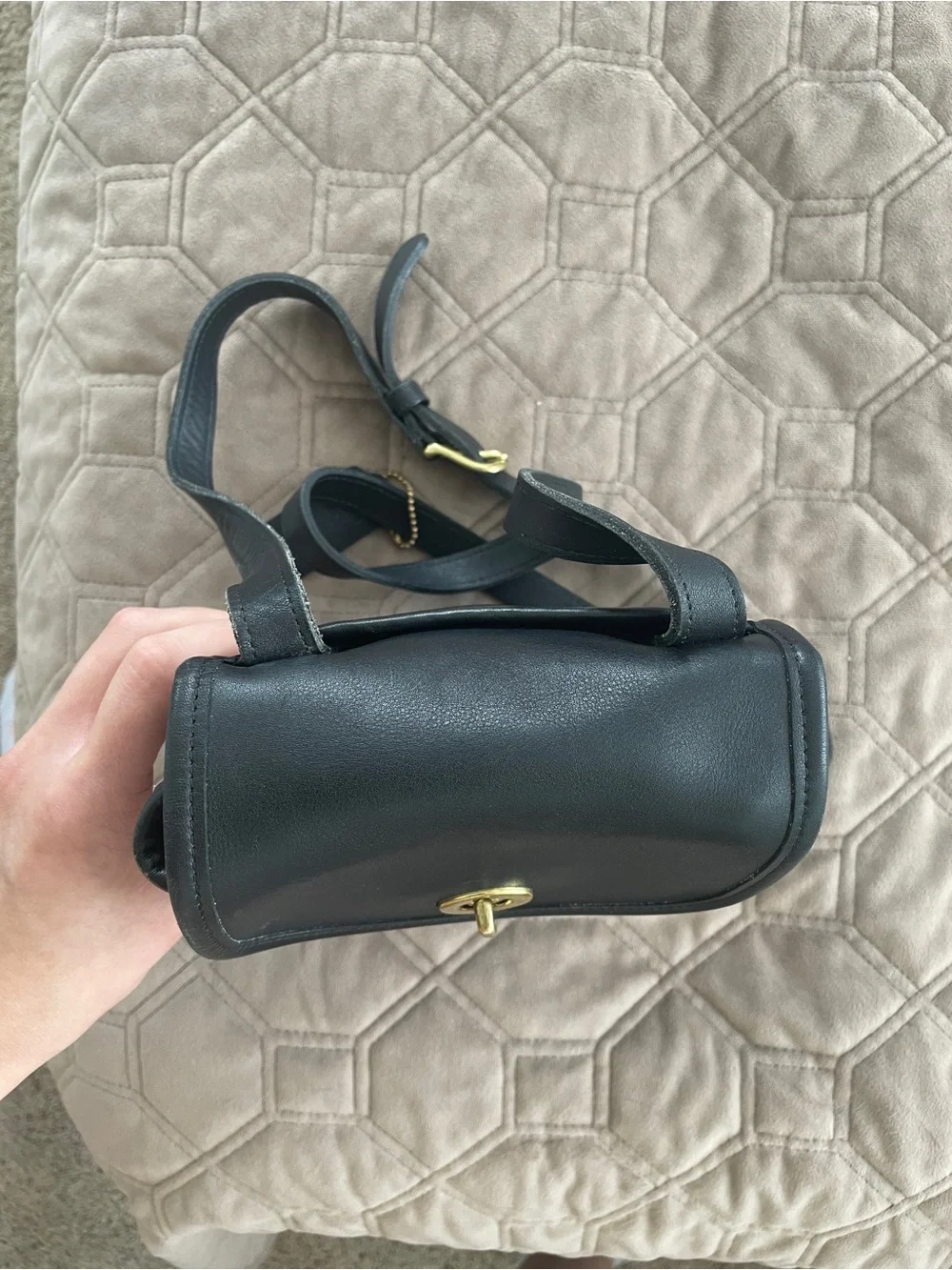 Vintage Coach Black Sidepack Style 9978